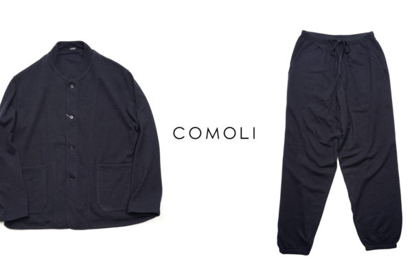 COMOLI “カシミヤ スタンドカラーニットジャケット&ニットパンツ “